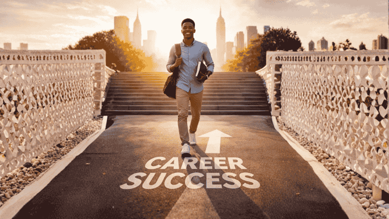 MBA aspirant confidently moving toward career success after choosing the right MBA college